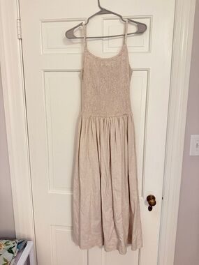 Kendall & Kylie Neutral Beige Smocked Maxi Dress